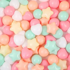 100 Pieces Ball Pit Balls for Kids Star Heart Shape Plastic Balls for Toddler Playpen 2.17'' Play Toy for Inflatable Pool Friendship Bracelet Birthday Banner T-Swift-Themed Party