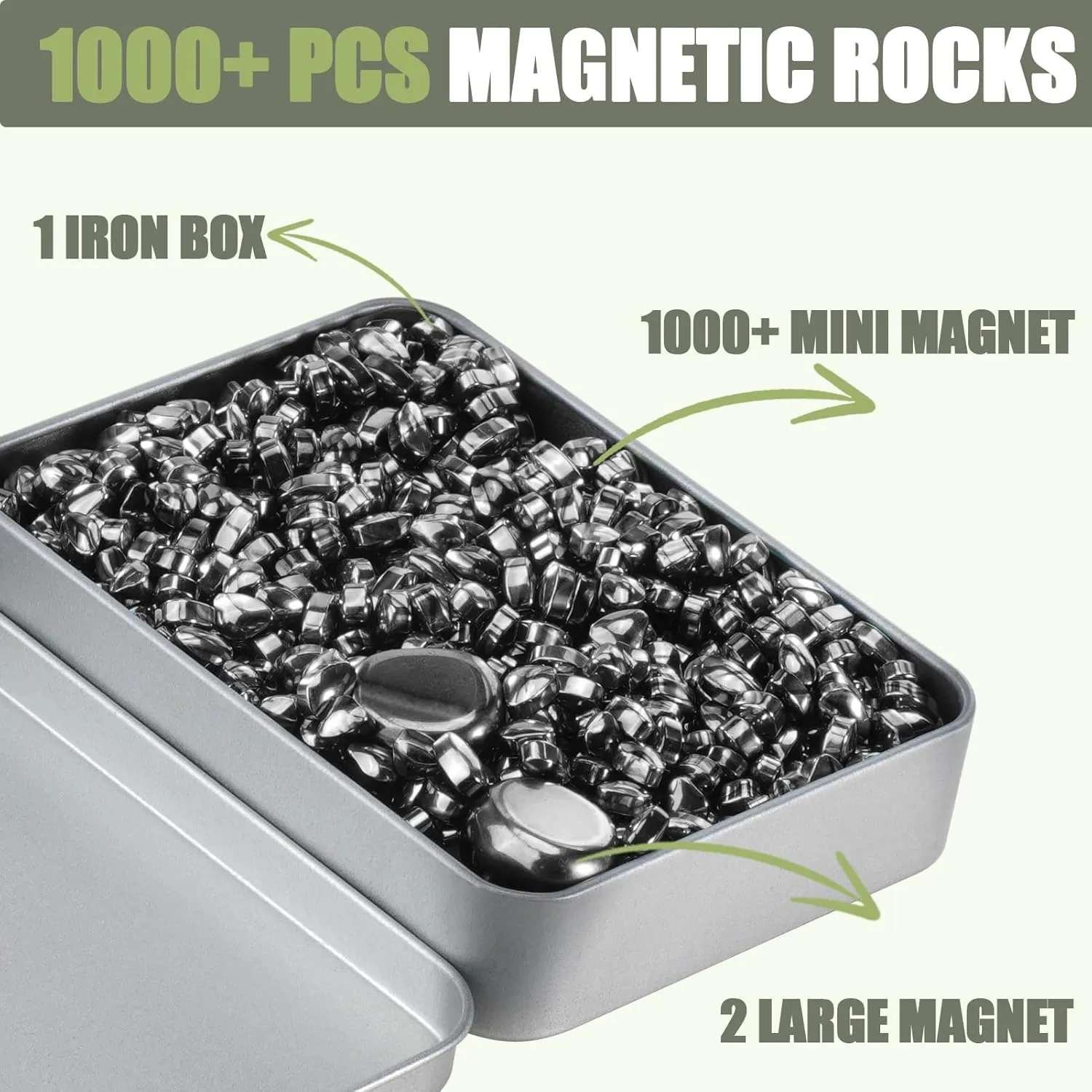 1000  Ferrite Putty, with 2 Large Smooth Magnet Balls | Quiet Fidget Toys for Adults & Teens | ADHD Sensory Stress Relief, Weak Magnetic Beads Safe Desk Toy | Office, Travel, Anxiety (Black)