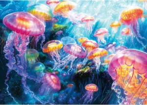 1000 Piece Puzzles for Adults,Colorful Jellyfish Jigsaw Puzzle,Dreamy Ocean Puzzles 1000 Pieces,Creative Games Difficult Underwater World Puzzle Home Decor Toy for Adults (27.5"x19.6"), 1:1 Poster