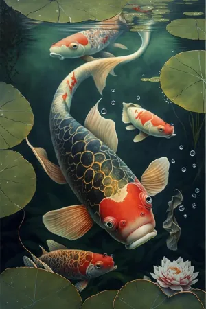 1000 Pieces Jigsaw Puzzle Adults,Wooden Puzzles,Lotus Koi Fish Puzzle-Adult Stress Relief Educational Toys-Fun Family Game-Wall Art-Colorful Puzzles for Home Decoration