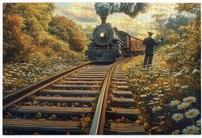 1000 Piece Adult Wooden Jigsaw Puzzle - Steam Locomotive Approaching，Vintage Train on Mountain Tracks,Perfect for Adults & Home Decor,Ideal for Exercising Brain Power, Hands-on Skills