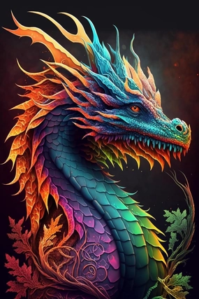 1000 Piece Puzzles for Adults & Kids - Colorful Dragons Jigsaw Puzzle - Animal Puzzles, Educational Toys DIY Collectibles, for Home Decor Wall Decor - Comes with Poster
