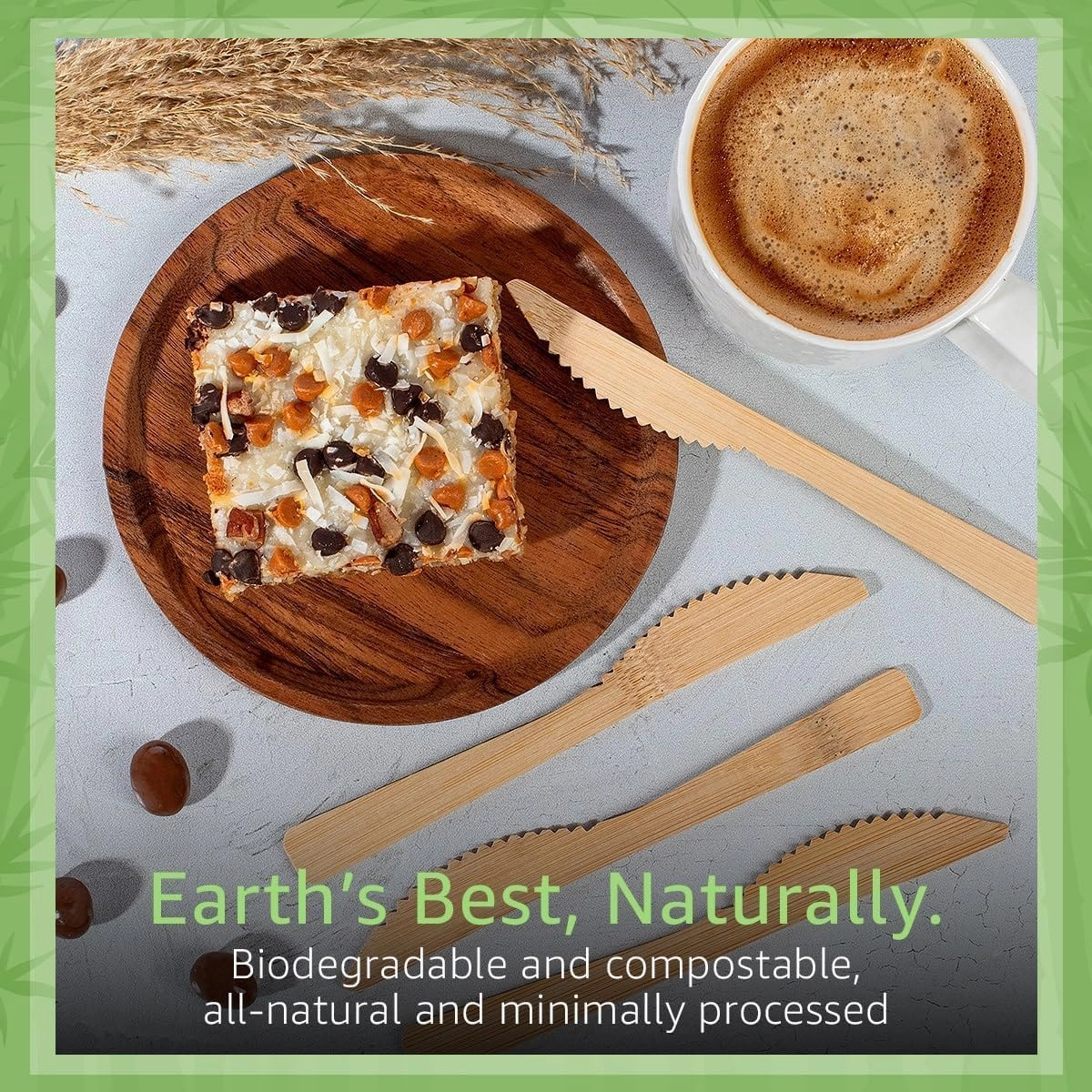 100% Bamboo Knives Set - Biodegradable Cutlery Sets (2400 Eco Friendly Knives) | Bamboo Silverware Disposable or Reusable | Compostable FSC Certified Flatware for Weddings, Camping & Parties