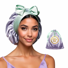 100% Mulberry Silk Bonnet for Sleeping Women with Curly Hair – Alternative to Double Layer Satin Bonnet with Tie Band – Premium Silk Hair Wrap for Sleep with Wonder Loop