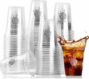 100 Pack Disco Party Plastic Cups Disco Ball Disposable Clear Cups 12 oz Drinking Cups Bulk for 70s 80s Disco Dance Party Supplies Wedding Bachelorette Drinkware Decorations
