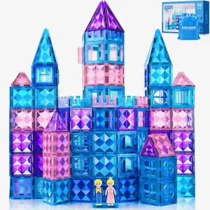 102PCS Ice Castle Magnetic Tiles, 3D Building Blocks STEM Educational Kids Toys for Pretend Play, 3 4 5 6 7 8 Year Old Birthday Gifts for Boys and Girls, Preschool Learning Toys for Birthday