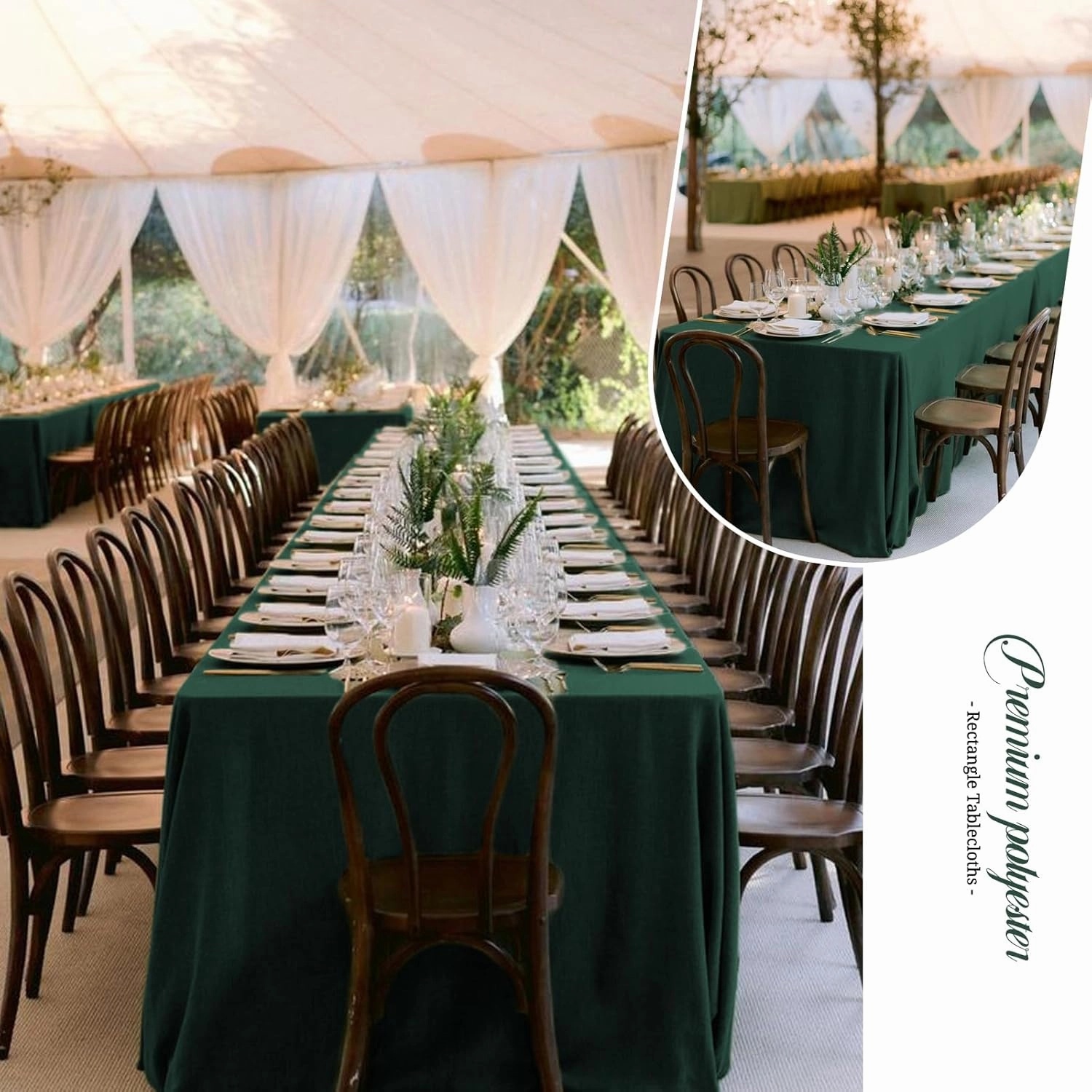 10 Pack 60 x 126 Inch Rectangle Tablecloth, Hunter Green Tablecloth for 8 Feet Rectangle Tables, Stain and Wrinkle Resistant Washable Fabric Table Cloth for Wedding Dining Table Buffet Parties Camping