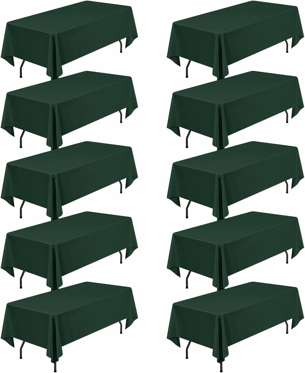 10 Pack 60 x 126 Inch Rectangle Tablecloth, Hunter Green Tablecloth for 8 Feet Rectangle Tables, Stain and Wrinkle Resistant Washable Fabric Table Cloth for Wedding Dining Table Buffet Parties Camping