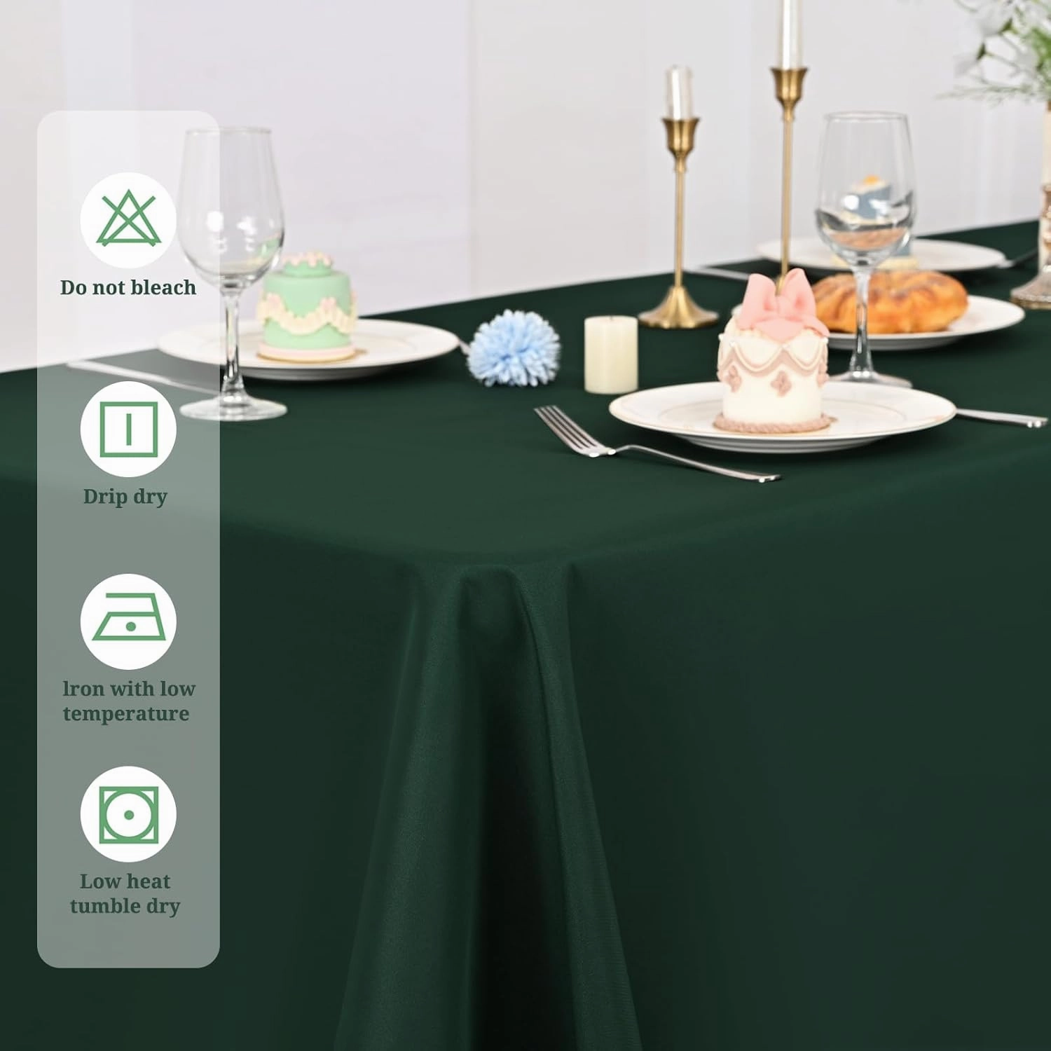 10 Pack 60 x 126 Inch Rectangle Tablecloth, Hunter Green Tablecloth for 8 Feet Rectangle Tables, Stain and Wrinkle Resistant Washable Fabric Table Cloth for Wedding Dining Table Buffet Parties Camping