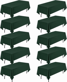 10 Pack 60 x 126 Inch Rectangle Tablecloth, Hunter Green Tablecloth for 8 Feet Rectangle Tables, Stain and Wrinkle Resistant Washable Fabric Table Cloth for Wedding Dining Table Buffet Parties Camping