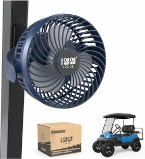 10L0L Golf Cart Fan with Magnetic Mount & 56Hrs Runtime - 8000mAh Battery, 3-Speed Cooling, Built-in LED Light, Power Bank Function - Stable ABS Design for All Golf Carts