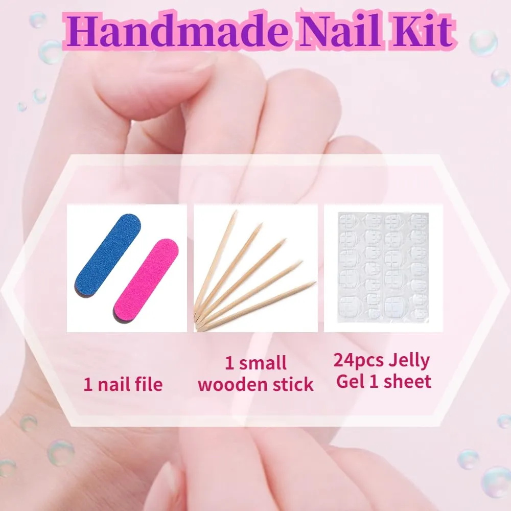 10PCS Handmade Nails Press On Nails Almond Art False Nails Women's Nails Kit,Medium