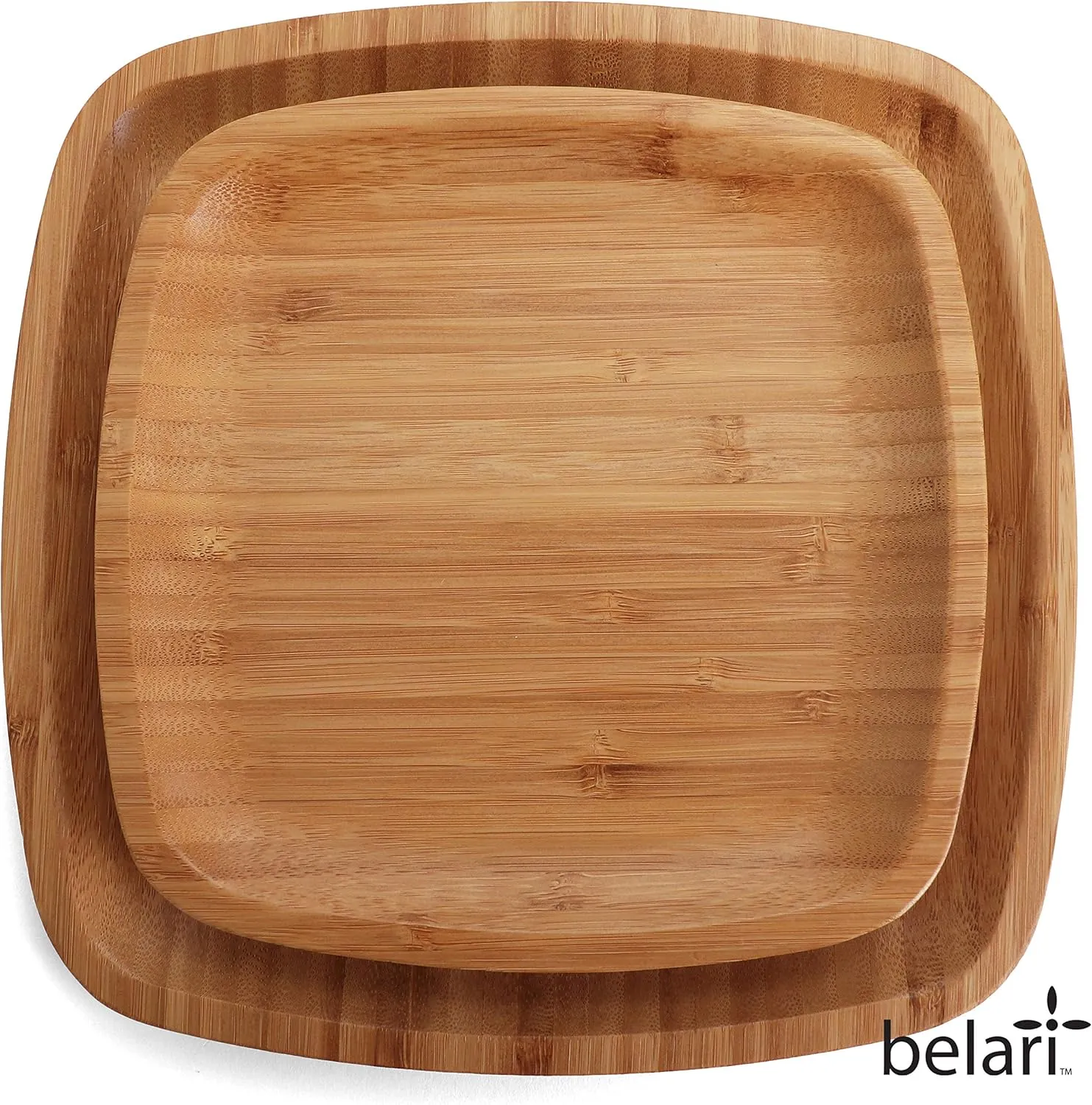 10" Bamboo Plate Set - Bamboo Reusable Plates - Square Bamboo Plates - Wood Plates Dinnerware - Bamboo Dinner Plates - Bamboo Dinnerware Set - Eco Friendly Plates (4 Pack / 10" Square)