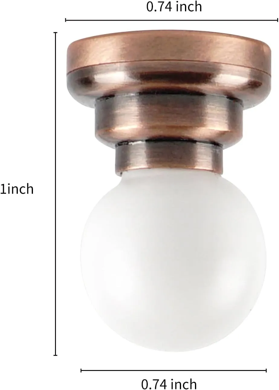 1:12 Scale Dollhouse Battery Powered LED Ceiling Light for Doll, Roombox and Diorama (Copper)