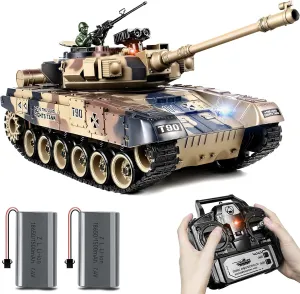 1:18 RC Tank, 2.4Ghz Russian T-90 Remote Control Tank Model Toy That Shoots BBS and Water Bombs, Army Toys with Smoke, Sound, Recoil, Military RC Vehicle for Adults and Kids 6  Year Old