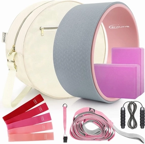 11-in-1 Yoga Accessory Set - Wheel, Blocks, Bands, Bag & Jump Rope for Stretching & Backbends