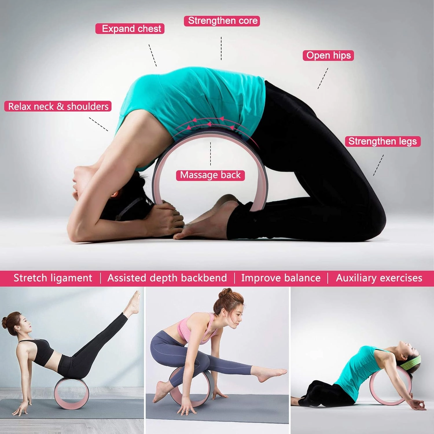 11-in-1 Yoga Accessory Set - Wheel, Blocks, Bands, Bag & Jump Rope for Stretching & Backbends