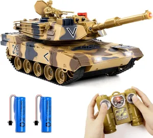 1/24 RC Tank, Remote Control US M1A2 Abrams Army Model Tank with Sound Effects, Lights and Smoke, 2.4G Military Model Toy for Kids, Perfect Birthday for Boys 6  Years Old