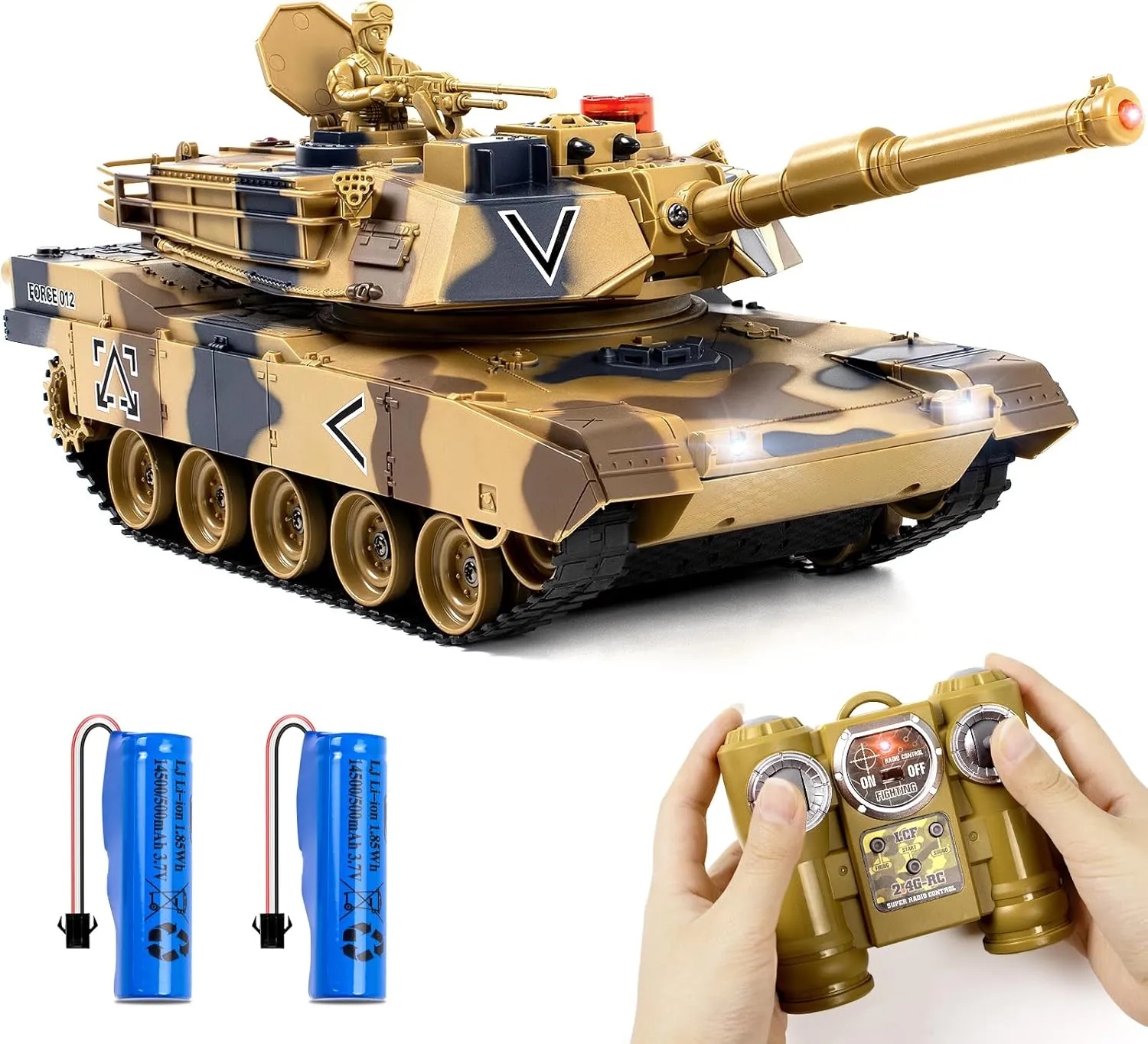 1/24 RC Tank, Remote Control US M1A2 Abrams Army Model Tank with Sound Effects, Lights and Smoke, 2.4G Military Model Toy for Kids, Perfect Birthday for Boys 6  Years Old