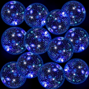 12 Pack 12 Inch Glow in The Dark LED Beach Ball Jumbo Confetti Glitters Inflatable Ball Swimming Pool for Party Pool Summer(Blue)