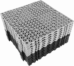 12 Pack 12 x 12 Interlocking Rubber Bathroom Flooring Tiles Non-Slip Splicing Waterproof Mat Modular Interlocking Cushion Mat for Drain,Deck,Pool, Patio, Balcony, Shower, Kitchen, Yard, Grey