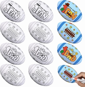 12 Pcs 5.12 Inches Large Father's Day Footballs Craft for Kids Color Your Own Father's Day Football DIY Dad Coloring Footballs Craft Gift for Kids Home Classroom Activities