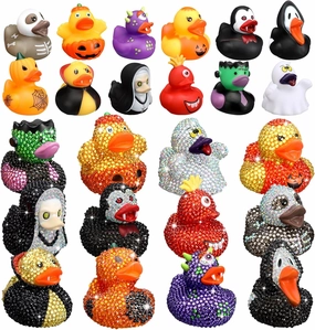 12 Pcs Rubber Ducks Diamond Art Ducks DIY Diamond Art Kit Funny Ducking Colorful Mini Assortment Car Ornaments for Baby Showers Accessories Gift Exchange Party Decoration (Halloween)