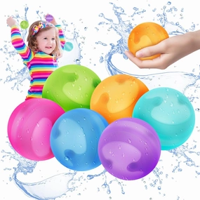 12PCS Squeeze-Open Reusable Water Balloons – Soft Silicone Self-Sealing Water Balls for Kids, Quick Fill Summer Toys for Pool, Beach, Outdoor Water Play, with Mesh Bag