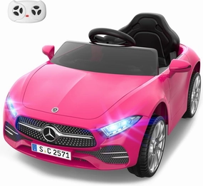 12V Kids Electric Car Remote Control Ride On Car Bluetooth USB Music Player 3.1MPH Max Speed Battery Powered Roadster Gift for Boys and Girls-Rosy