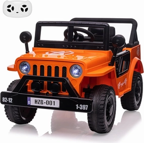 12V Power Wheels Toddler Ride-On Toy,Electric Ride On Car with Remote Control,Mp3, Led Lights, Suspension System, Double Doors, Safety Belt,Kids Ride On Truck Car for 3-5 Ages,Orange