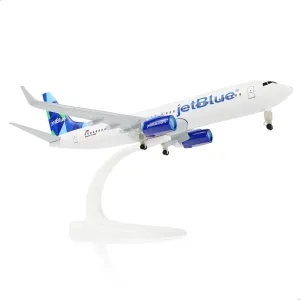 1/300 American for Jet Blue Diecast Metal Airplane Model Kit (8.3-inches L) with Stand, 737 Plane Model for Adult Aviation Gifts, Desktop Display Airplane