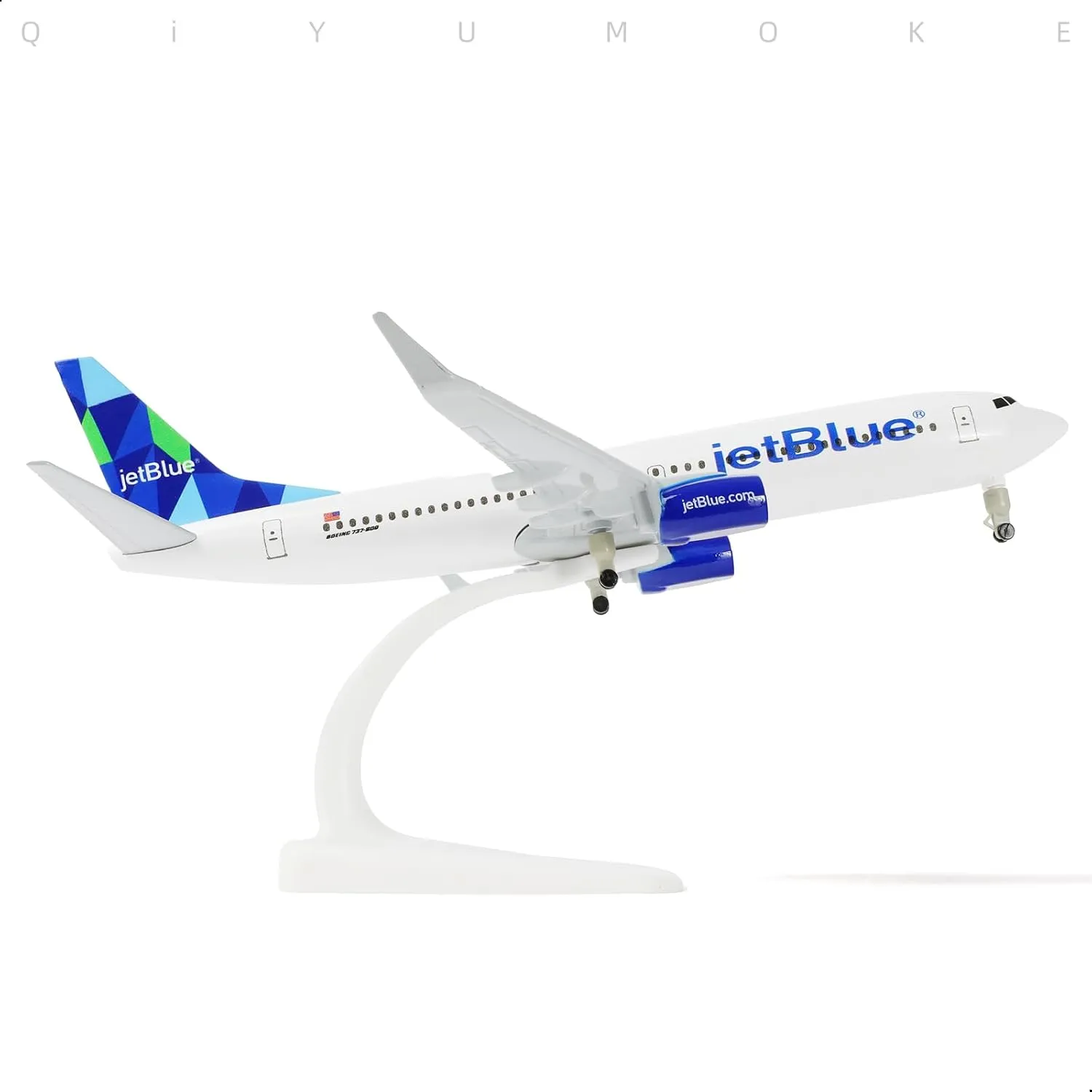 1/300 American for Jet Blue Diecast Metal Airplane Model Kit (8.3-inches L) with Stand, 737 Plane Model for Adult Aviation Gifts, Desktop Display Airplane