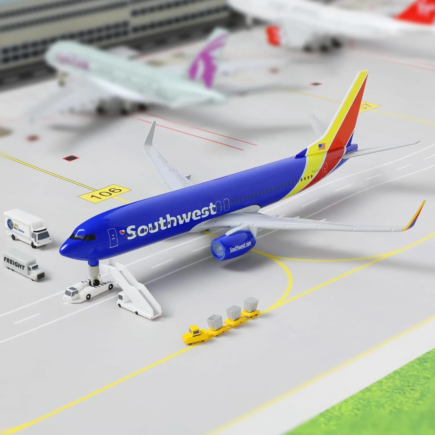 1/300 American for Southwest Diecast Metal Airplane Model Kit (8.3-inches L) with Stand, 737 Plane Model for Adult Aviation Gifts, Desktop Display Airplane