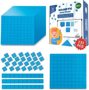 131 PCS Jumbo Magnetic Base Ten Blocks - Place Value Blocks - Math Manipulatives for Elementary Classroom, Number Blocks, Math Counters for Kids, Counting Cubes, Base 10 for 1st 2nd 3rd Grade