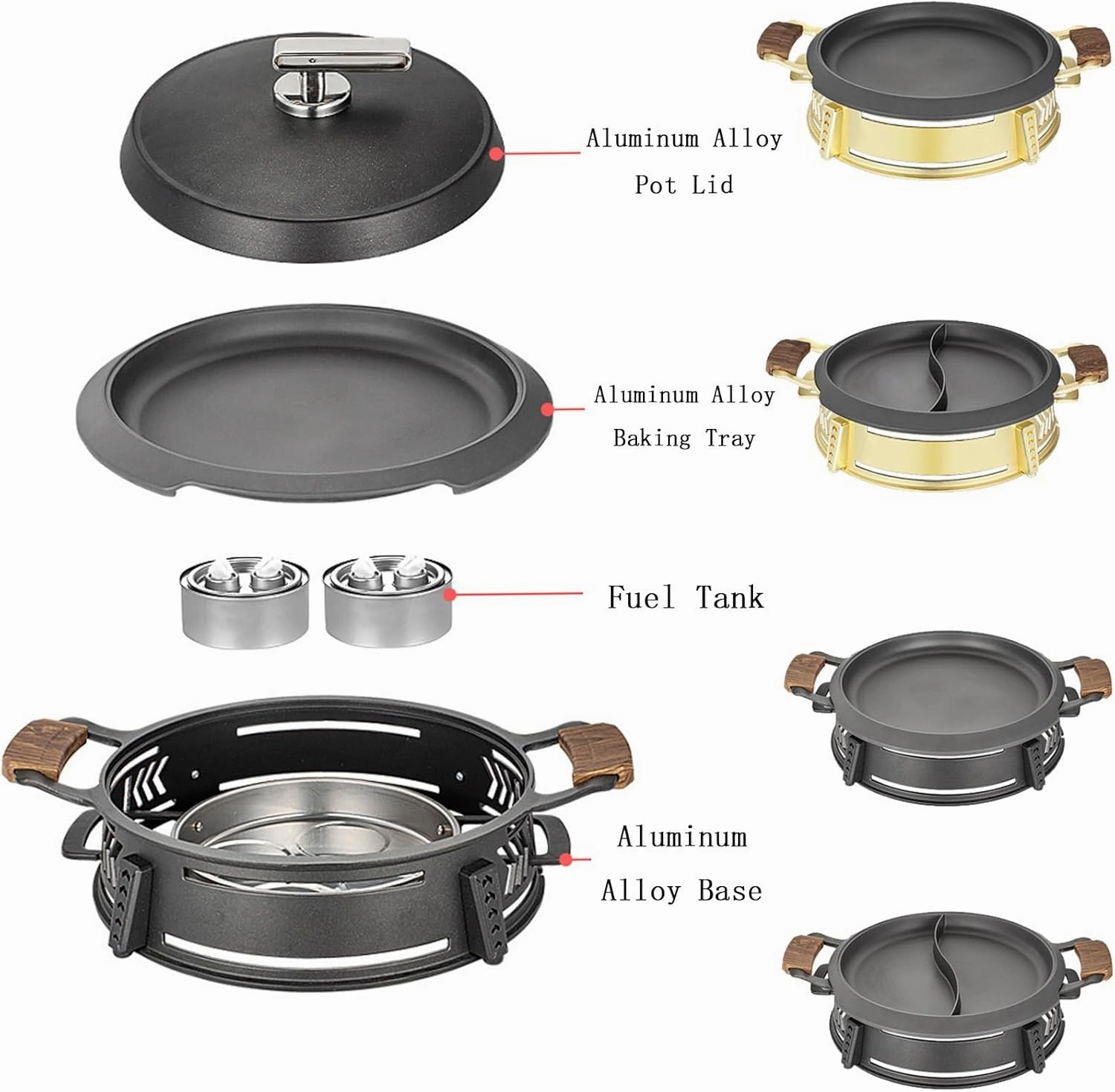 13-Inch/34cm Aluminum Alloy Frying Pan, Double Handle Grilled Fish Baking Tray, Hot Pot with Lid(BK-DB,26cm)