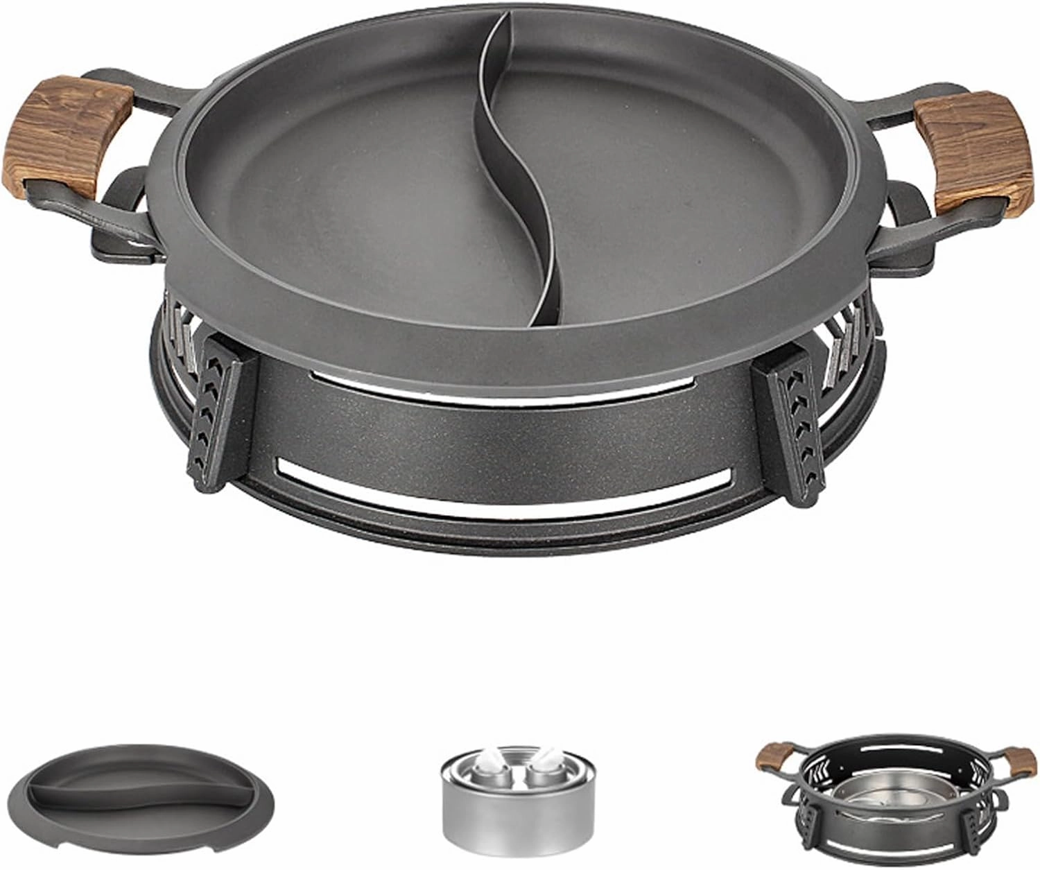 13-Inch/34cm Aluminum Alloy Frying Pan, Double Handle Grilled Fish Baking Tray, Hot Pot with Lid(BK-DB,26cm)