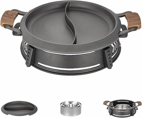 13-Inch/34cm Aluminum Alloy Frying Pan, Double Handle Grilled Fish Baking Tray, Hot Pot with Lid(BK-DB,26cm)