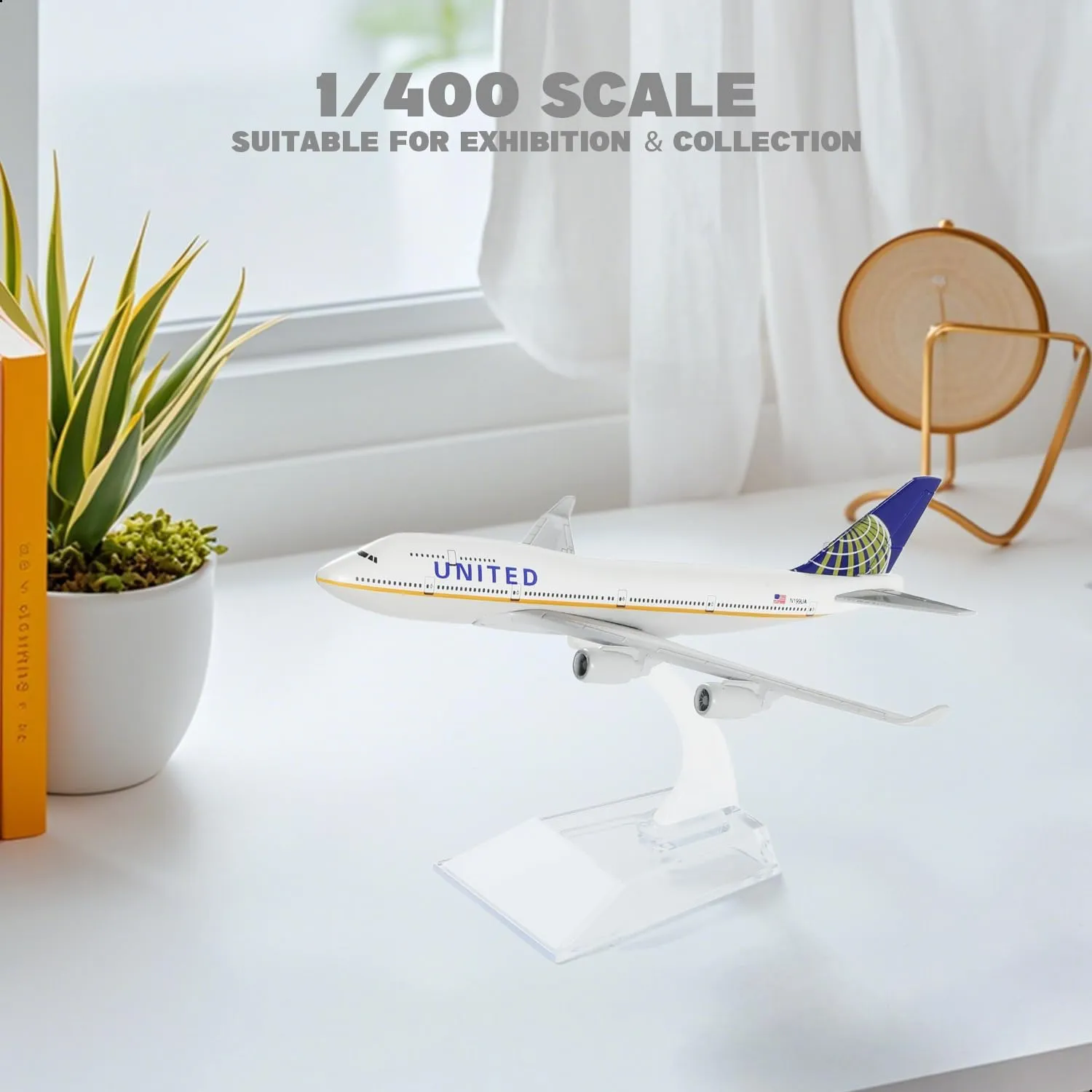 1/400 United Plane 747 Model -Diecast Metal Airplanes Model kit with Stand (6 inches) Boeing 747 Airlines Model Plane for Aviation Enthusiasts Gift, Desktop Display Decorations