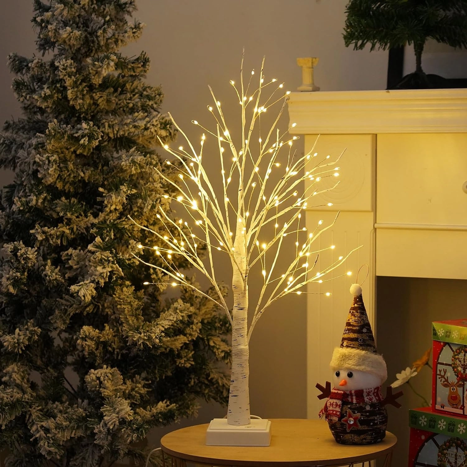 144 LED Birch Tree with LED Lights, DIY Artificial Tree Lamp with Timer, Lighted up Tree Lamp USB/Battery Powered, Fairy Light Spirit for Table Home Wedding Bedroom Christmas (Warm White)