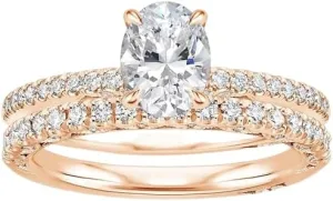 1.5 CT Oval Cut Colorless Moissanite Engagement Ring Set, Tacori Wedding/Bridal Sets, 925 Sterling Silver, Anniversary Ring Pave Set, for Women, 10K/14K/18K/22K Gold