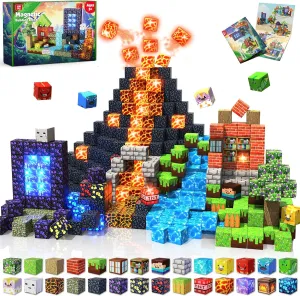 150 PCS Magnetic Blocks with Light Blocks - Magnet Tiles Toys for Kids, Boys and Girls, Magnetic Building Blocks Cubes, Stacking Magnets for Kids, Birthday Gifts for Boys and Girls Age 3  Years Old