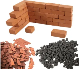 150 Pieces Miniature Bricks, 1/12 1/16 1/35 DIY Miniature Landscape Bricks Model Roof Tiles Model (Red,1/35)