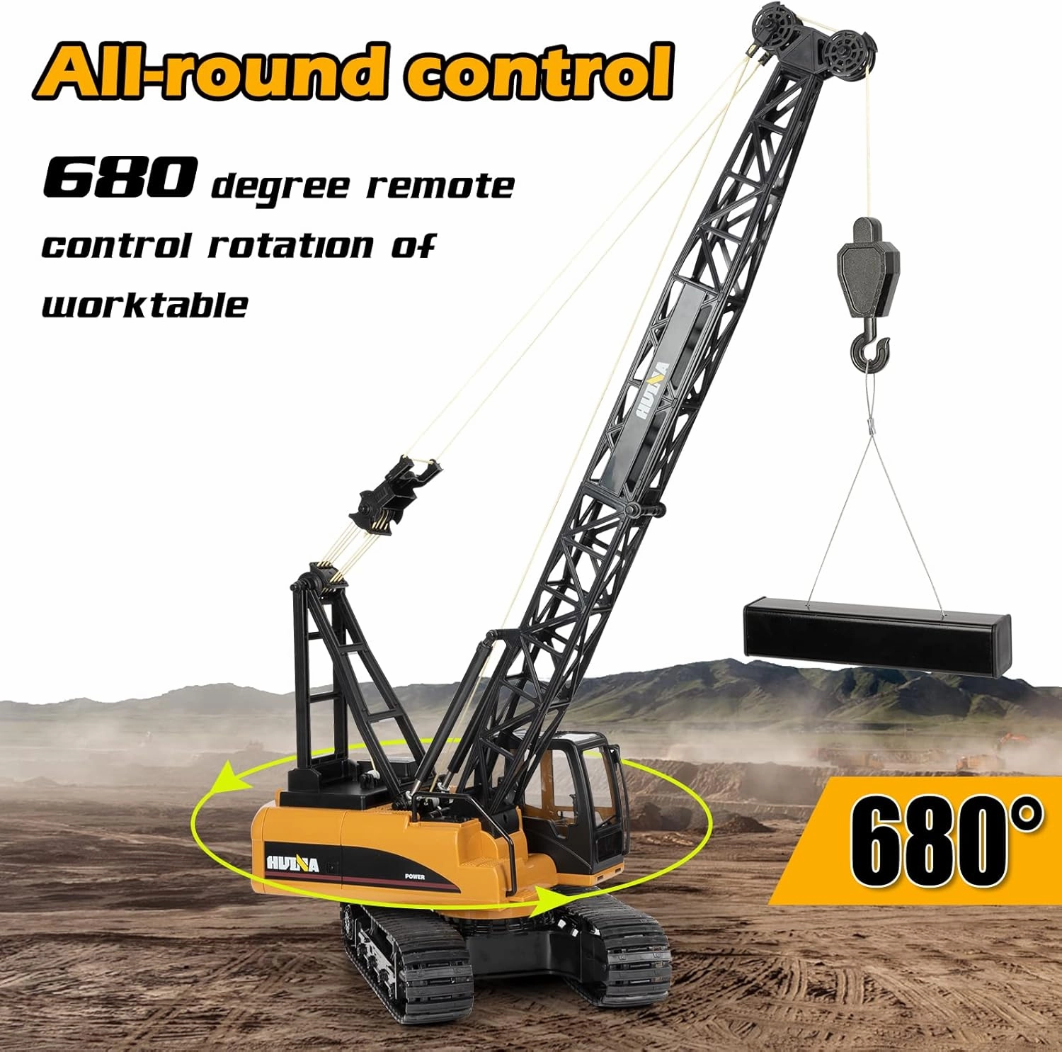 15 Channel Remote Control Crane Toy,Proffesional Series,1:14 Scale-Rechargeable Battery RC Construction Toy Crane-Heavy Duty Metal Hook, with Lights Sounds for Boys & Girls 8-12