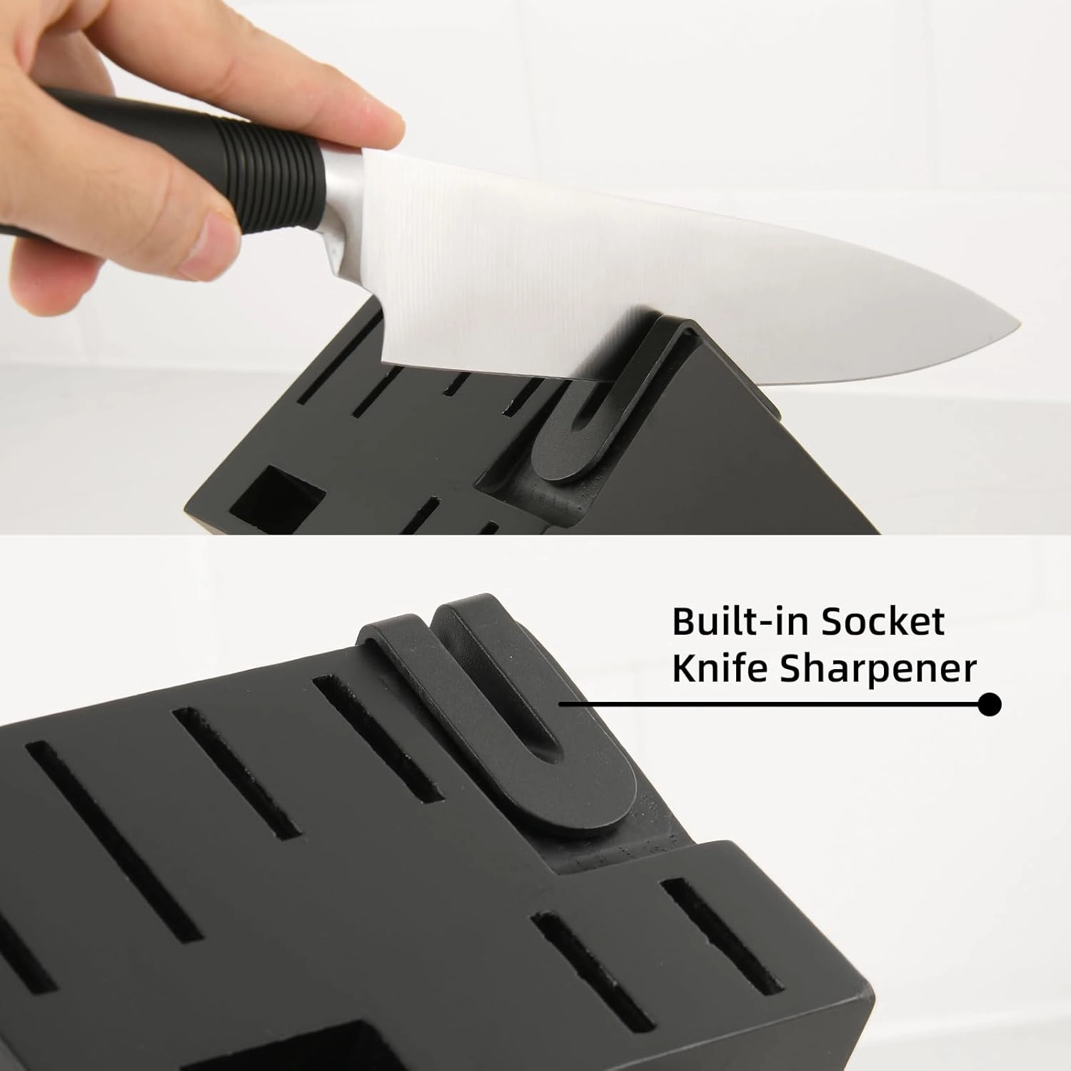 15-Piece Knife Set, German Steel, Durable and Dishwasher Safe, Ergonomic Handle Knife Block set with Built-in Sharpener for Chopping, Slicing, Dicing&Cutting Black