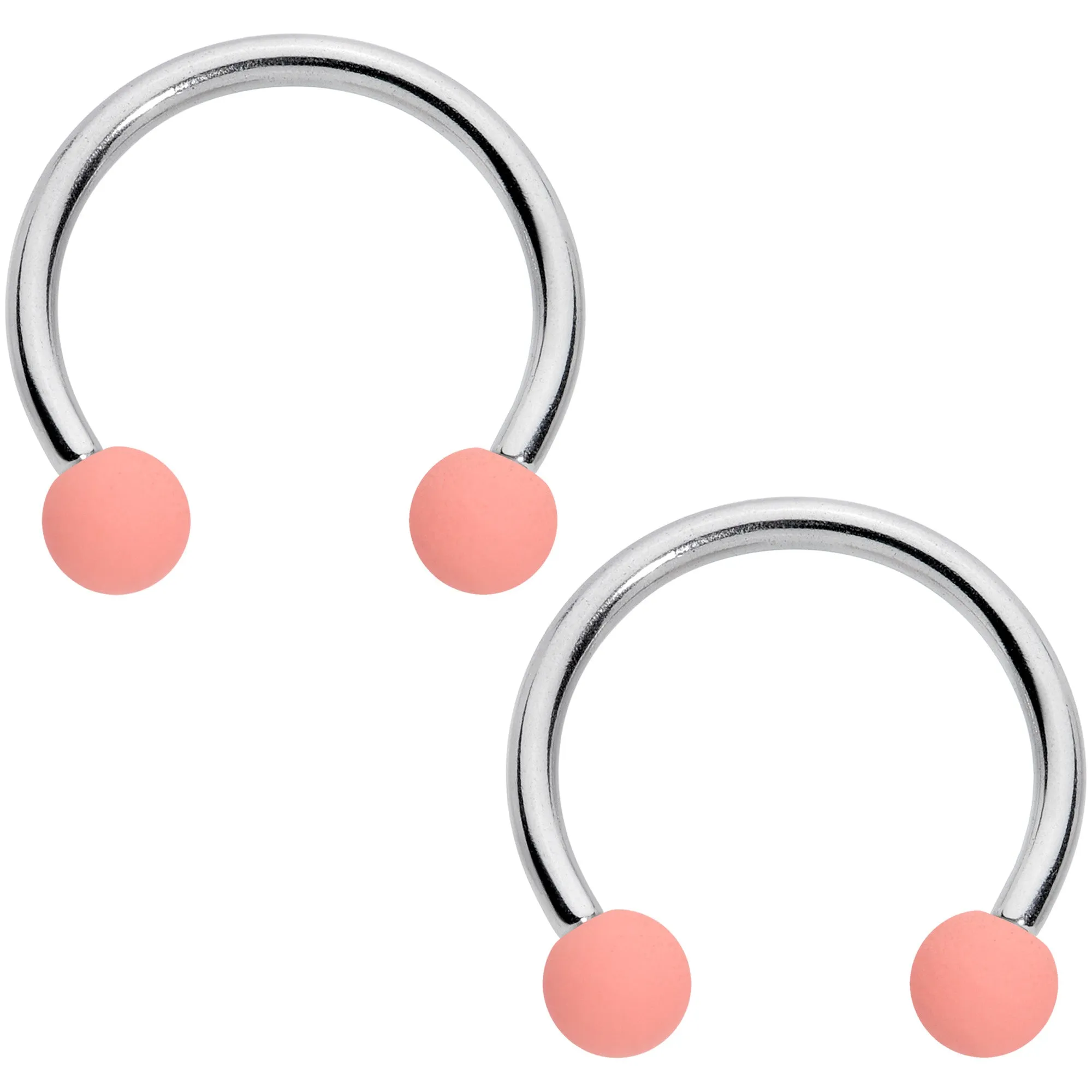 16 Gauge 3/8 Pink Peach Matte Horseshoe Circular Barbell Set of 4