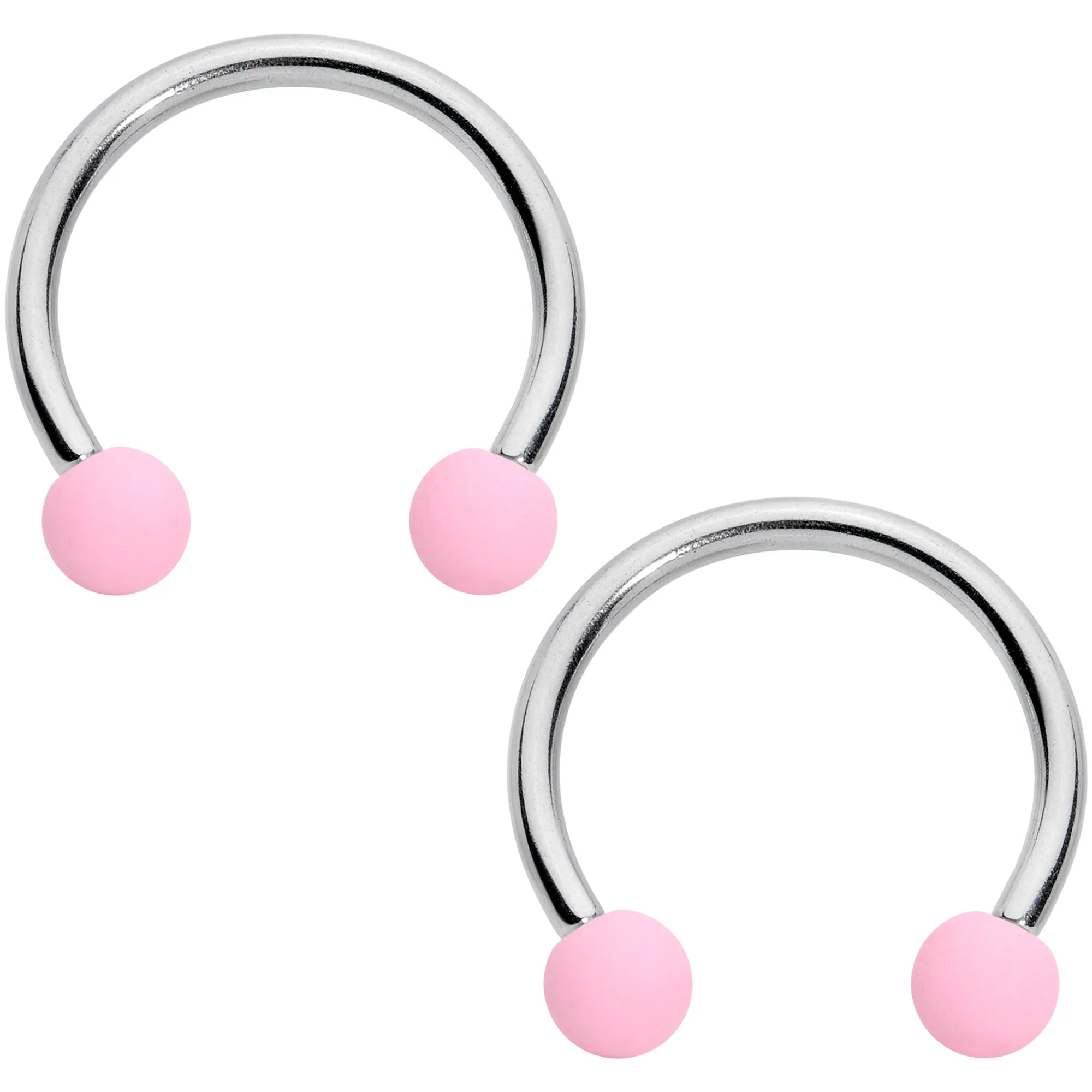 16 Gauge 3/8 Pink Peach Matte Horseshoe Circular Barbell Set of 4