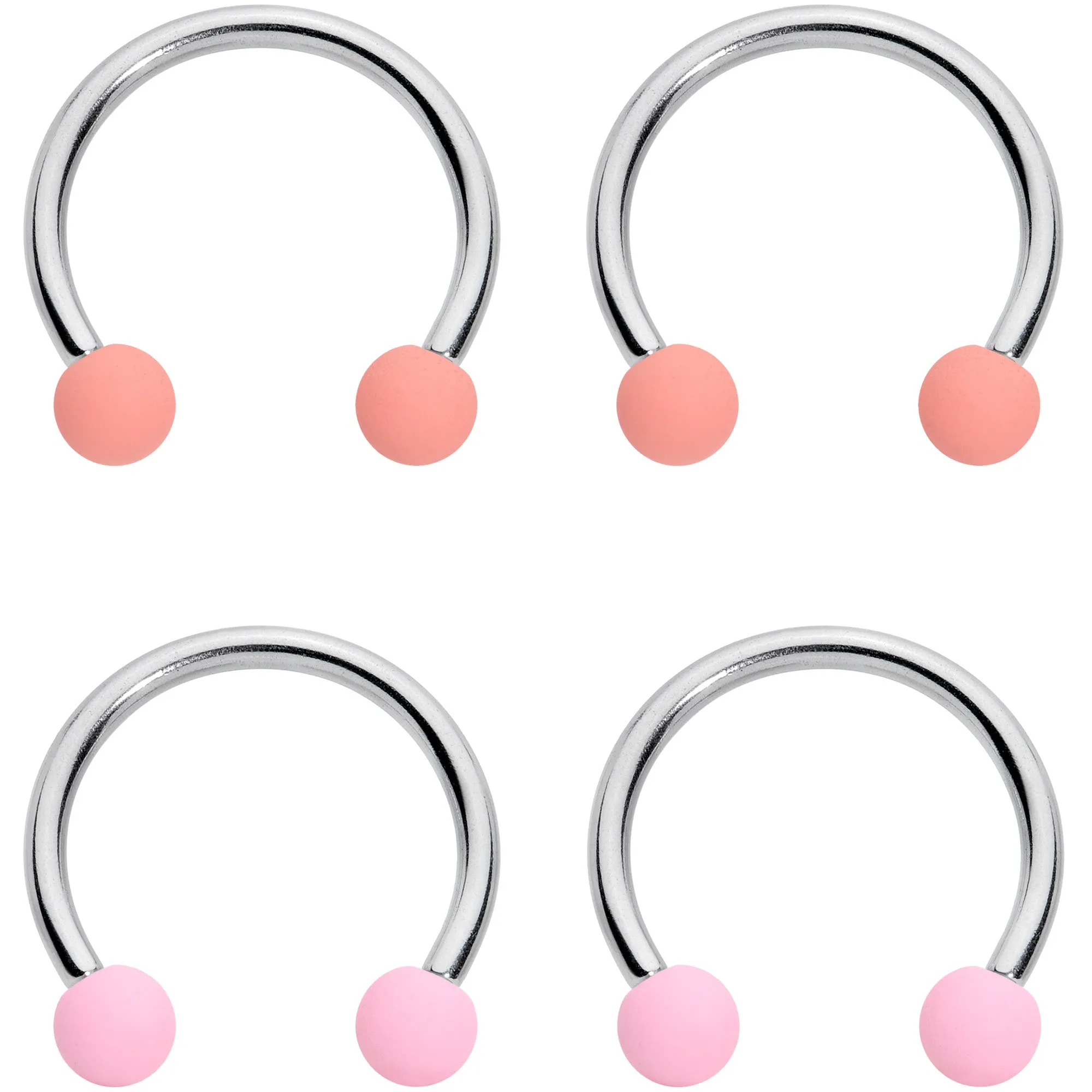 16 Gauge 3/8 Pink Peach Matte Horseshoe Circular Barbell Set of 4