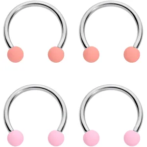 16 Gauge 3/8 Pink Peach Matte Horseshoe Circular Barbell Set of 4