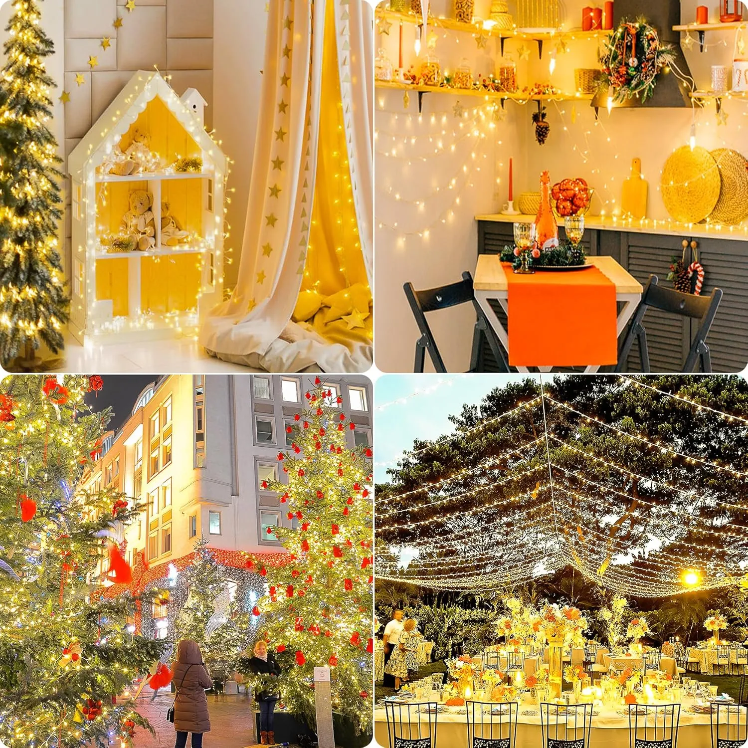 165FT 500LED String Lights LED Starry Fairy Light, Twinkle String Lights Decorative Lights with 8 Modes 30V Plug in for Wedding,Patio,Gate,Party Indoor Outdoor Decoration (Warm White)