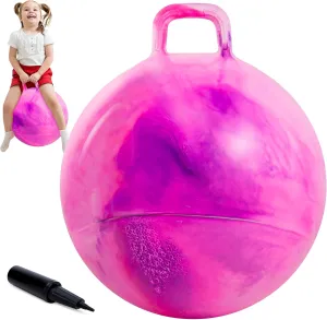 18 Inch Clouds Hopper Ball for Kids Ages 3-8, Purple Pink Bouncy Ball with Handle, Inflatable Jumping with Pump and Gift Box, Indoor Outdoor Balance Toy for Girls and Boys